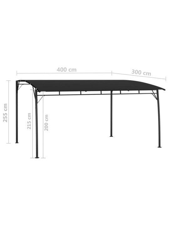 Zahradní markýza proti slunci 4 x 3 x 2,55 m antracitová