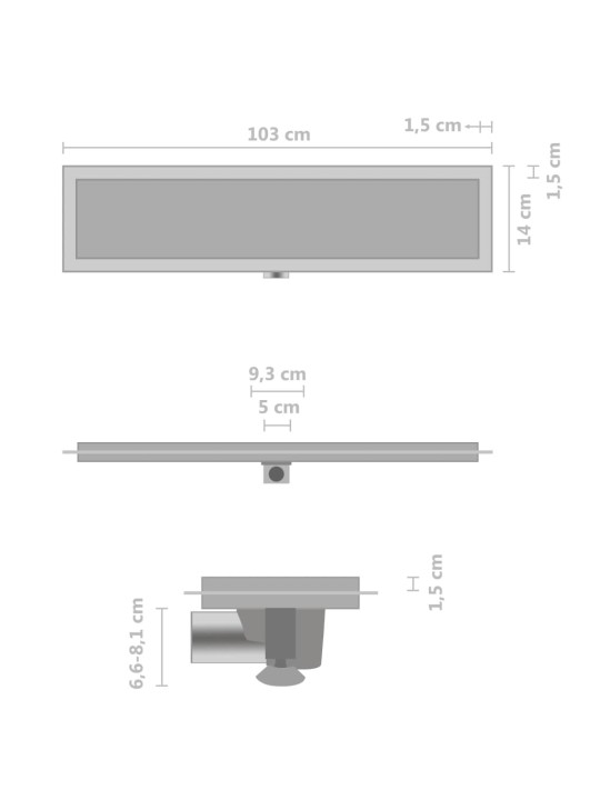 Sprchový žlab s krytem 2 v 1 103 x 14 cm nerezová ocel