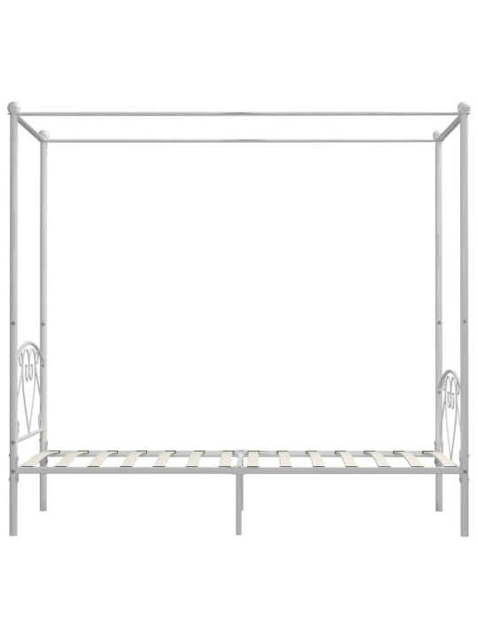 Rám postele s nebesy bílý kovový 90 x 200 cm