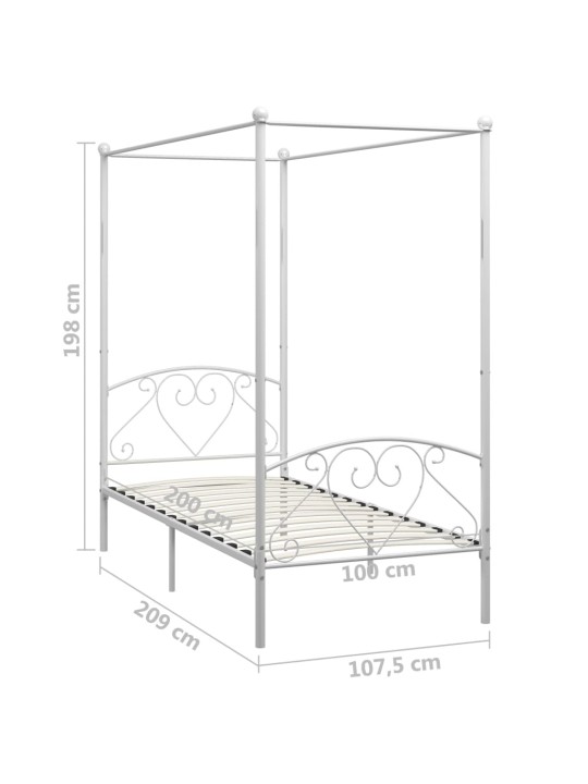 Rám postele s nebesy bílý kovový 100 x 200 cm