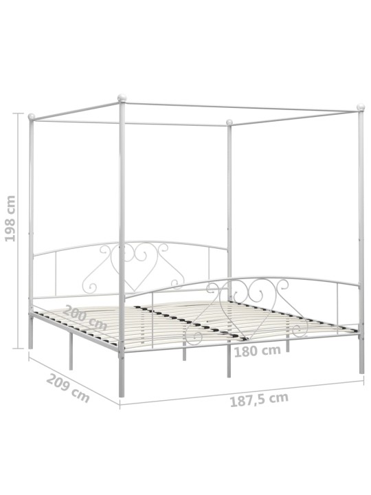 Rám postele s nebesy bílý kovový 180 x 200 cm