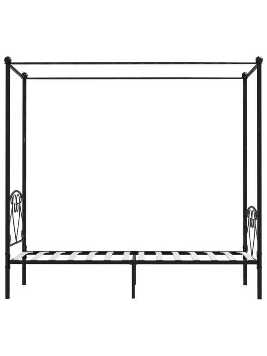 Rám postele s nebesy černý kovový 120 x 200 cm