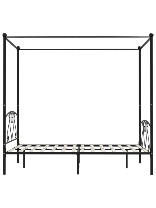 Rám postele s nebesy černý kovový 160 x 200 cm
