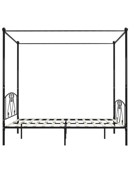 Rám postele s nebesy černý kovový 180 x 200 cm