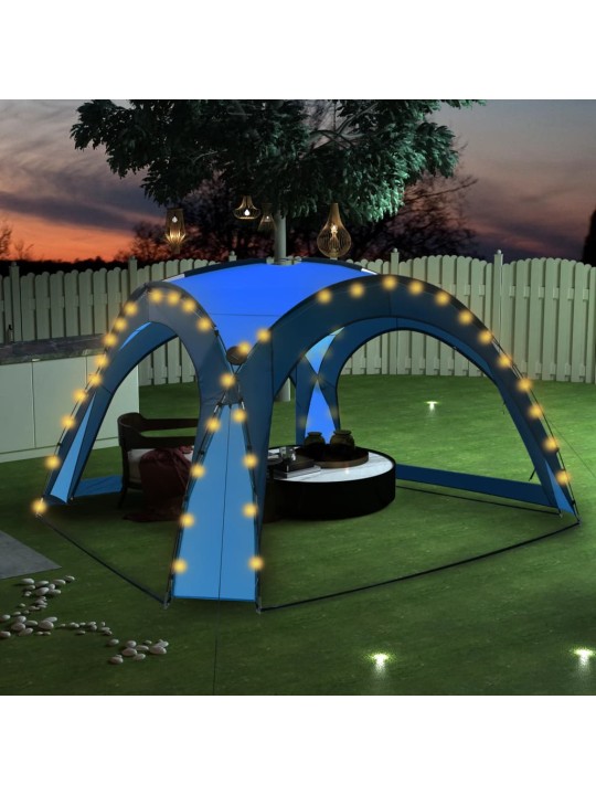 Party stan s LED světly 4 boční stěny 3,6 x 3,6 x 2,3 m modrý