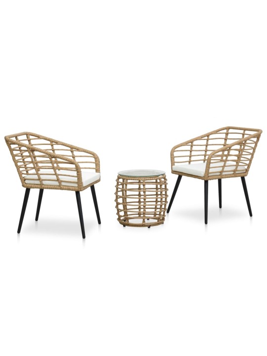 3dílný bistro set polyratan dub