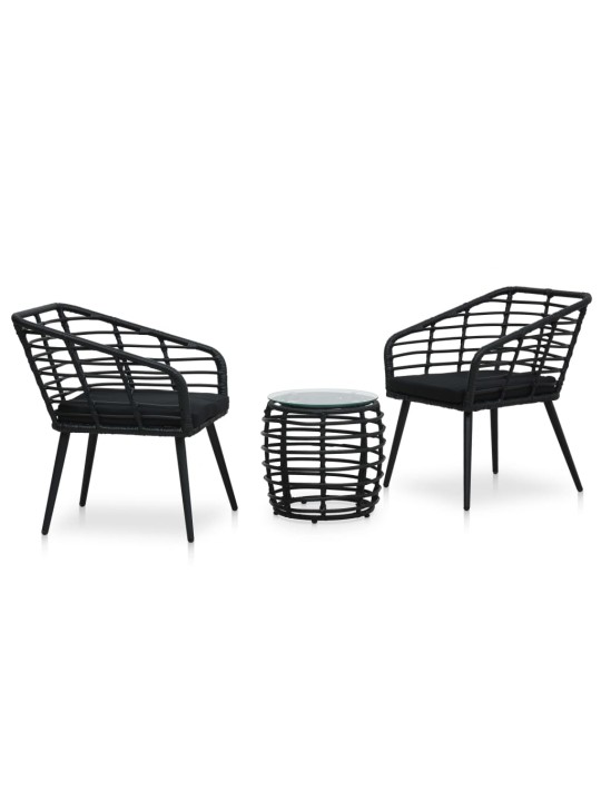 3dílný bistro set polyratan černý
