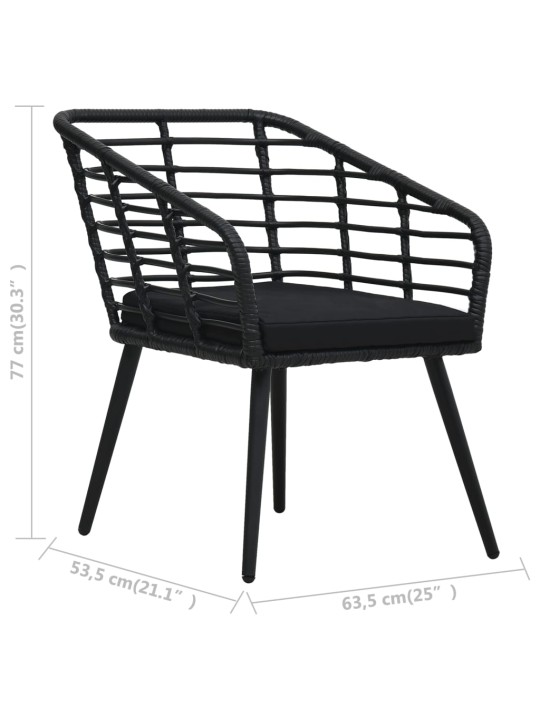3dílný bistro set polyratan černý