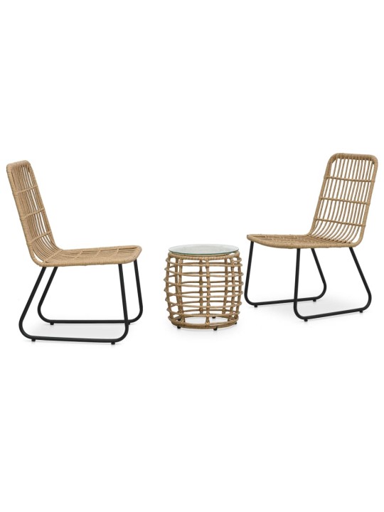 3dílný bistro set polyratan dub
