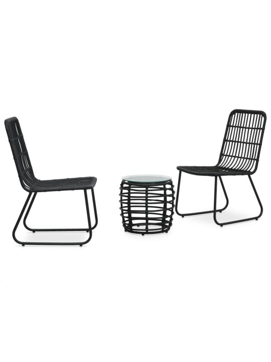 3dílný bistro set polyratan černý