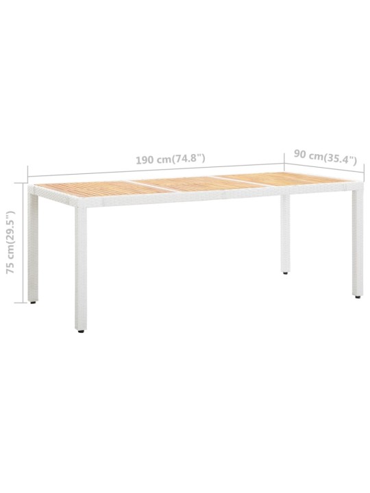 9dílný zahradní jídelní set polyratan bílý