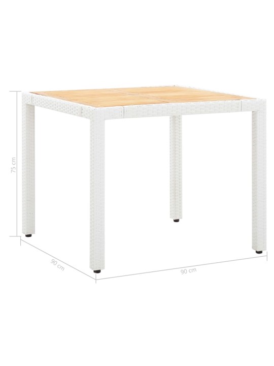 5dílný zahradní jídelní set polyratan bílý
