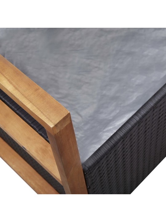 Úložná lavice 115 cm polyratan a masivní akáciové dřevo černá