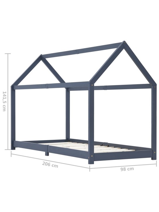 Rám dětské postele šedý masivní borové dřevo 90 x 200 cm
