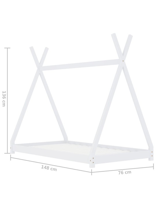 Rám dětské postele bílý masivní borovice 70 x 140 cm