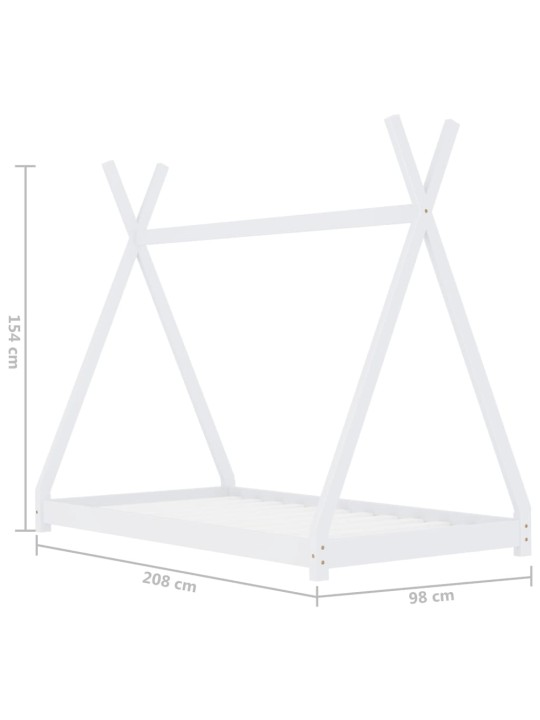 Rám dětské postele bílý masivní borové dřevo 90 x 200 cm