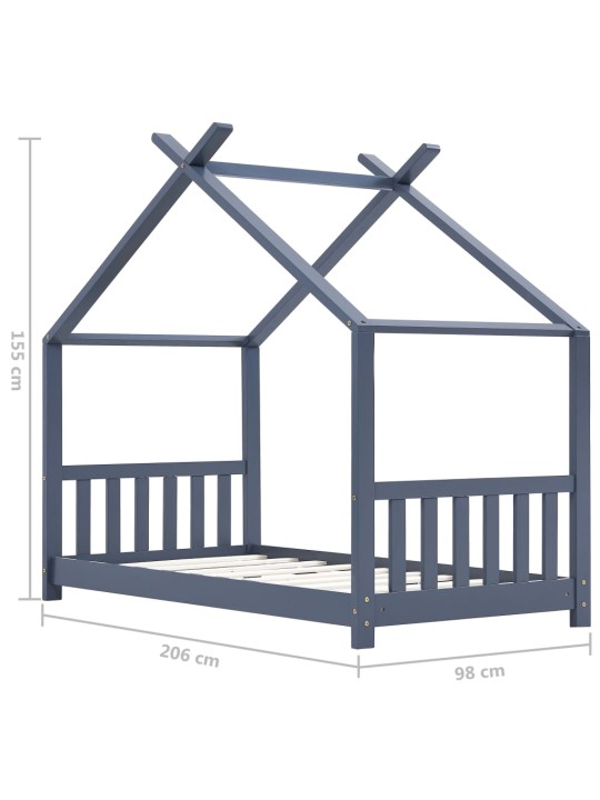 Rám dětské postele šedý masivní borové dřevo 90 x 200 cm