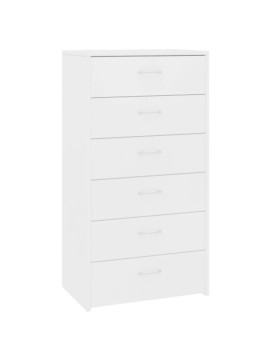 Příborník se 6 zásuvkami bílý 50 x 34 x 96 cm kompozitní dřevo