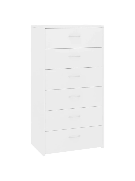 Příborník se 6 zásuvkami bílý 50 x 34 x 96 cm kompozitní dřevo
