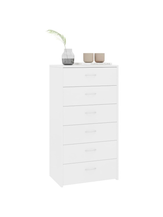 Příborník se 6 zásuvkami bílý 50 x 34 x 96 cm kompozitní dřevo