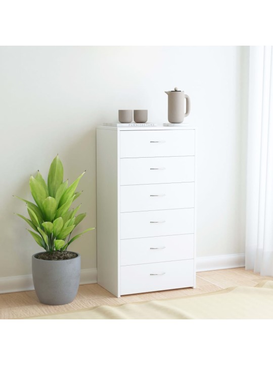 Příborník se 6 zásuvkami bílý 50 x 34 x 96 cm kompozitní dřevo