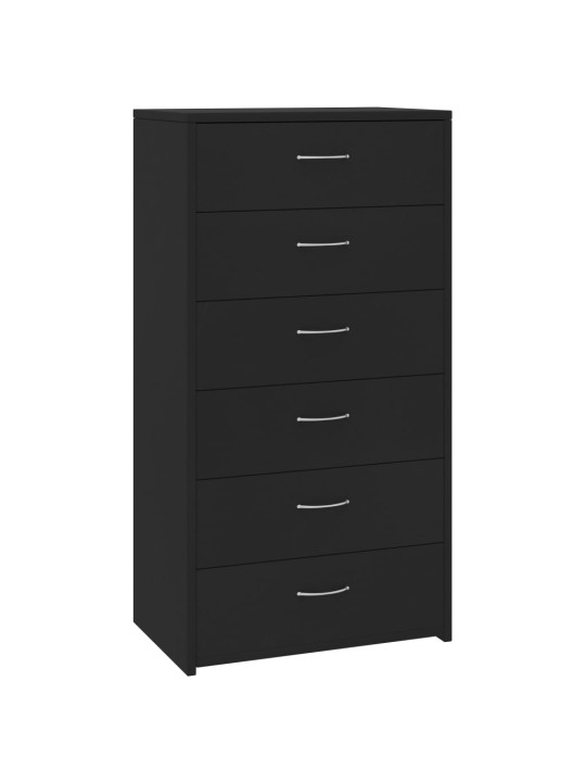 Příborník se 6 zásuvkami černý 50 x 34 x 96 cm kompozitní dřevo