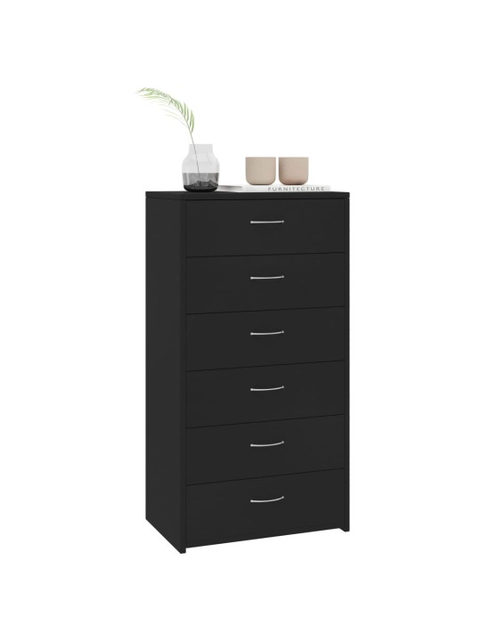 Příborník se 6 zásuvkami černý 50 x 34 x 96 cm kompozitní dřevo