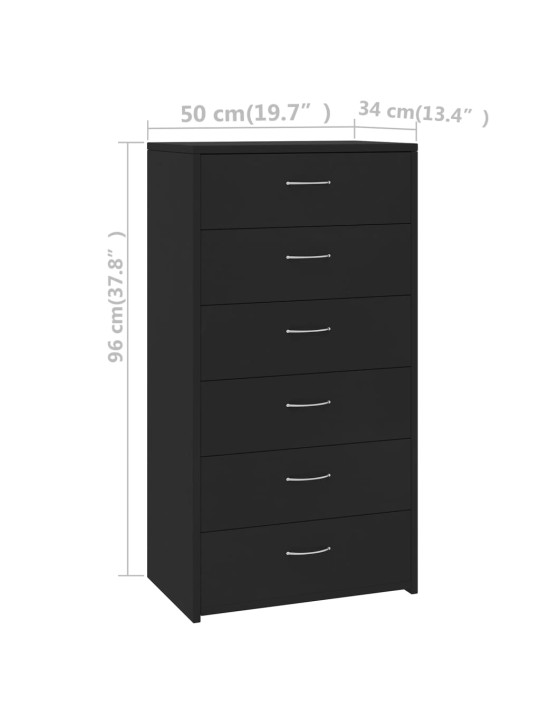 Příborník se 6 zásuvkami černý 50 x 34 x 96 cm kompozitní dřevo