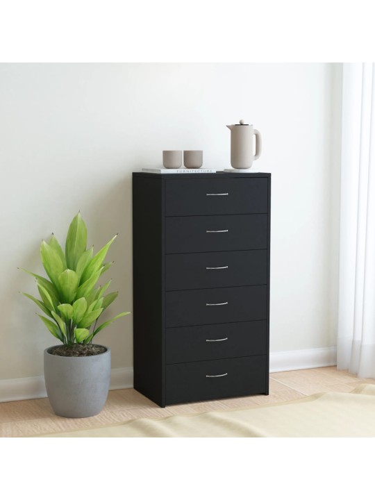 Příborník se 6 zásuvkami černý 50 x 34 x 96 cm kompozitní dřevo