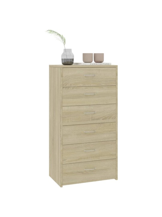 Příborník se 6 zásuvkami sonoma dub 50 x 34 x 96 cm kompozit
