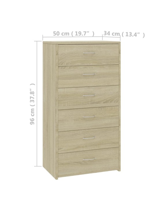 Příborník se 6 zásuvkami sonoma dub 50 x 34 x 96 cm kompozit