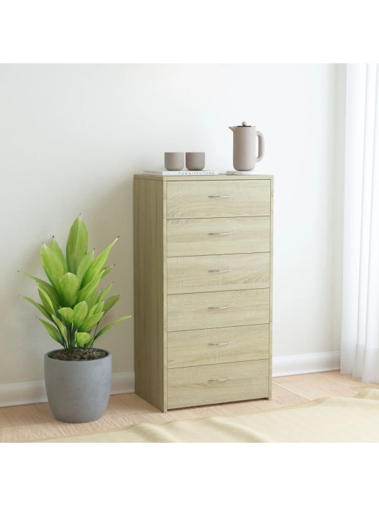Příborník se 6 zásuvkami sonoma dub 50 x 34 x 96 cm kompozit