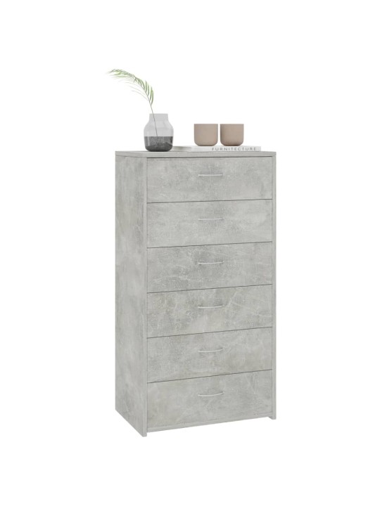 Příborník se 6 zásuvkami betonově šedý 50 x 34 x 96 cm kompozit