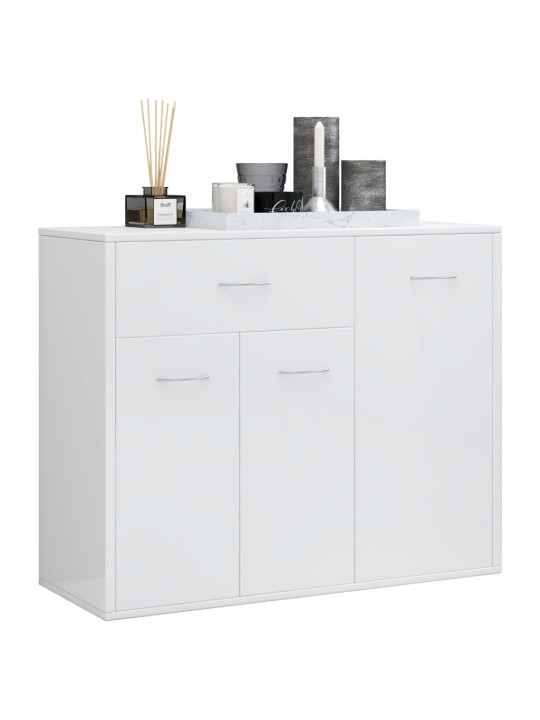 Příborník bílý s vysokým leskem 88x30x70 cm kompozitní dřevo