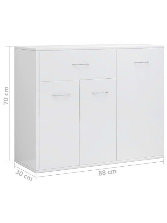 Příborník bílý s vysokým leskem 88x30x70 cm kompozitní dřevo