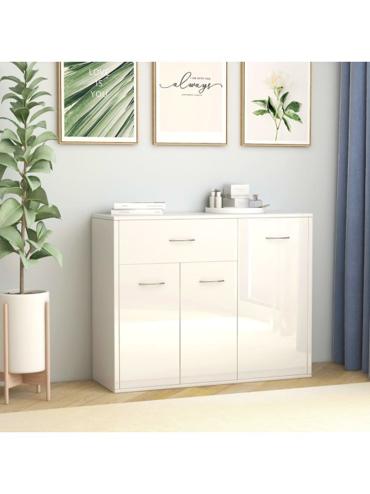 Příborník bílý s vysokým leskem 88x30x70 cm kompozitní dřevo