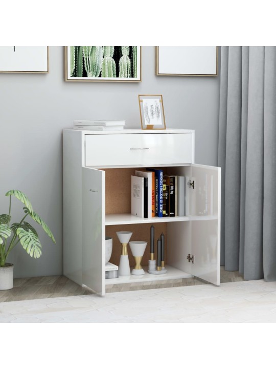 Příborník bílý s vysokým leskem 60x30x75 cm kompozitní dřevo