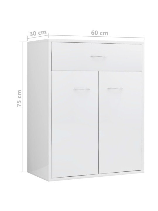 Příborník bílý s vysokým leskem 60x30x75 cm kompozitní dřevo