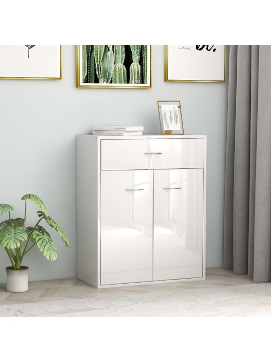 Příborník bílý s vysokým leskem 60x30x75 cm kompozitní dřevo