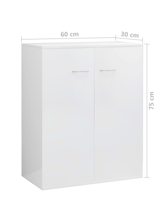 Příborník bílý s vysokým leskem 60x30x75 cm kompozitní dřevo