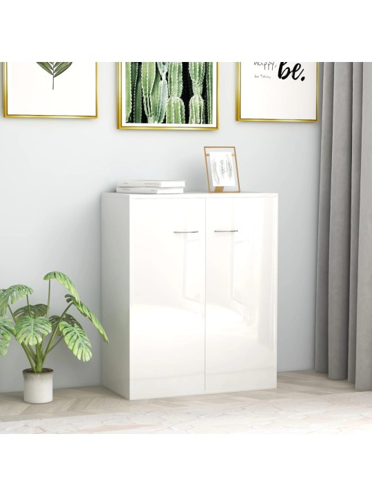 Příborník bílý s vysokým leskem 60x30x75 cm kompozitní dřevo