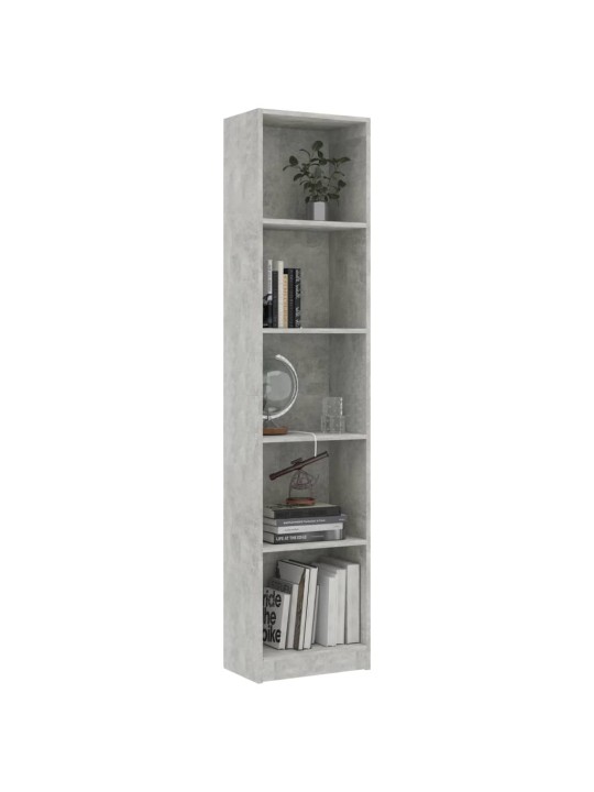 5patrová knihovna betonově šedá 40x24x175 cm kompozitní dřevo