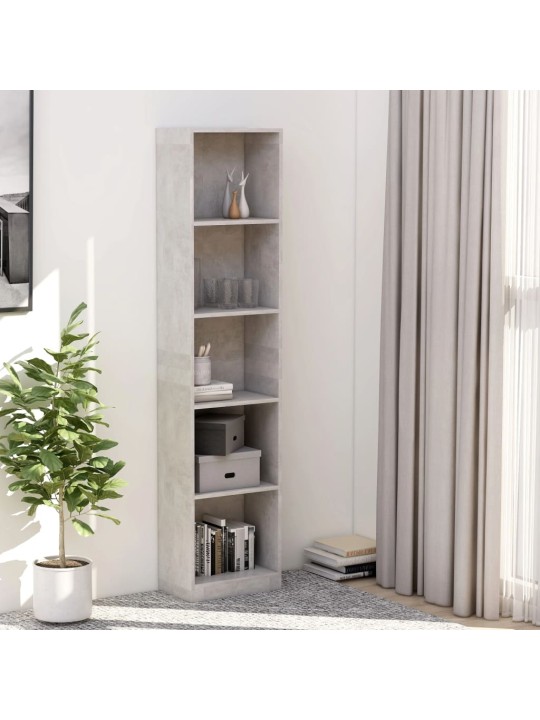 5patrová knihovna betonově šedá 40x24x175 cm kompozitní dřevo
