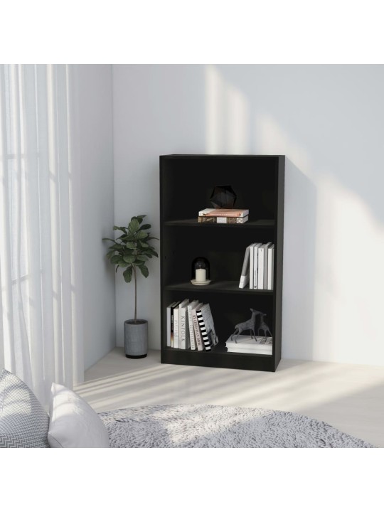 3patrová knihovna černá 60 x 24 x 109 cm kompozitní dřevo