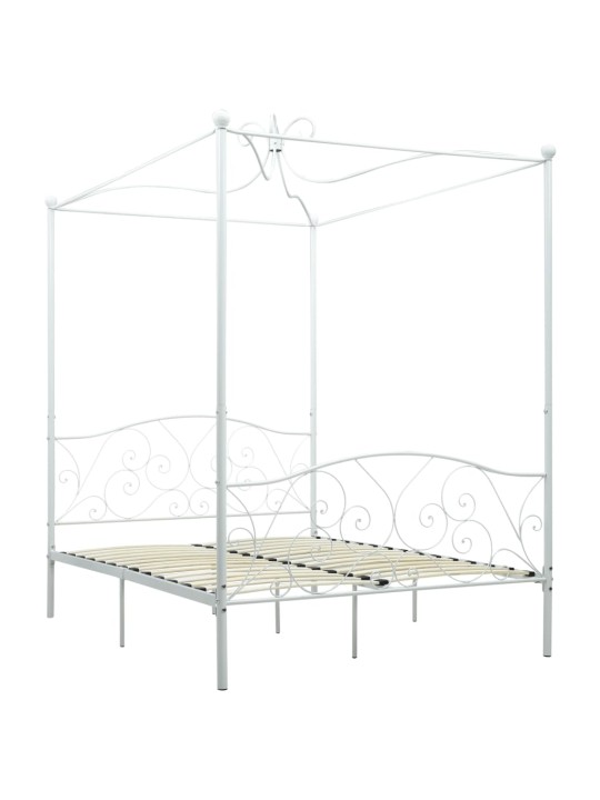 Rám postele s nebesy bílý kovový 120 x 200 cm