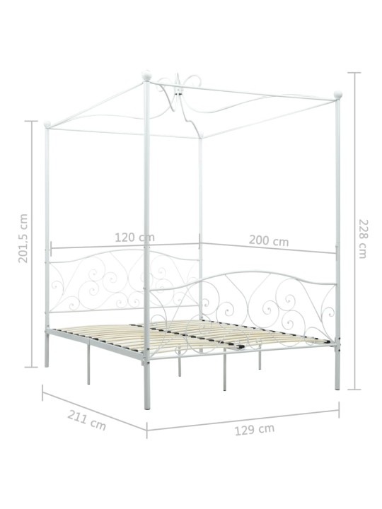Rám postele s nebesy bílý kovový 120 x 200 cm