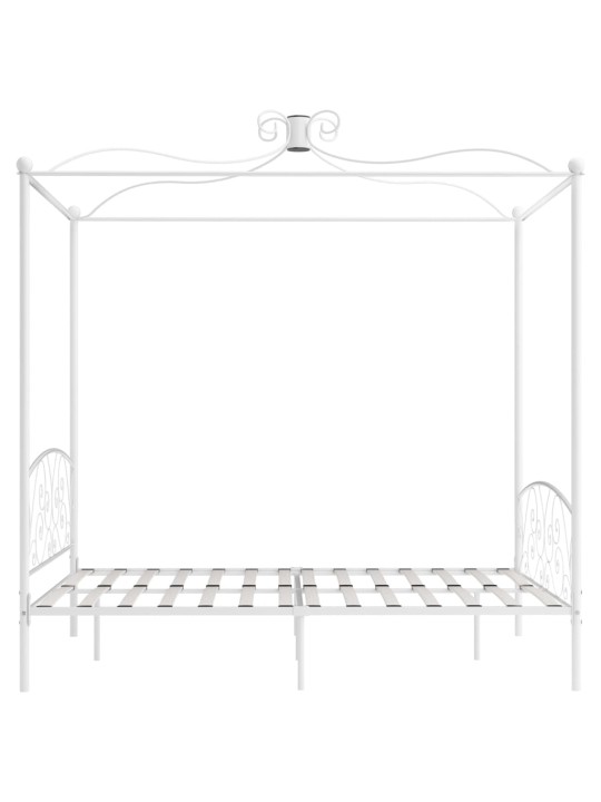Rám postele s nebesy bílý kovový 160 x 200 cm