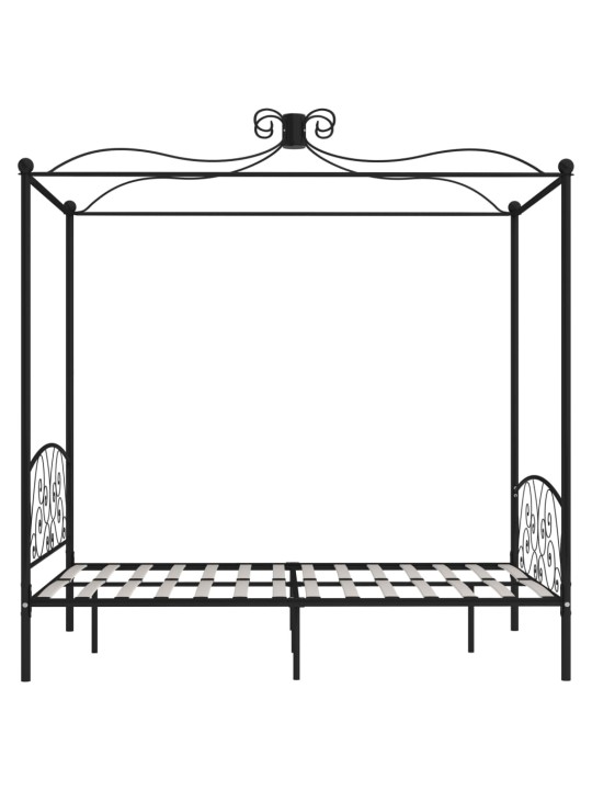 Rám postele s nebesy černý kovový 140 x 200 cm