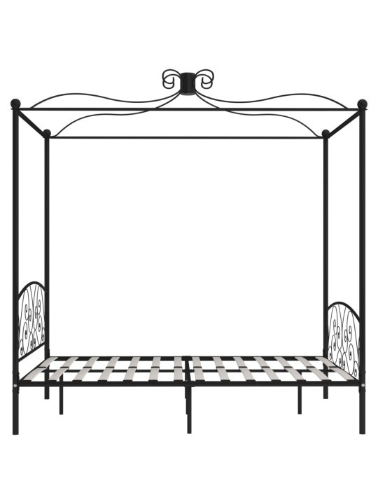 Rám postele s nebesy černý kovový 160 x 200 cm