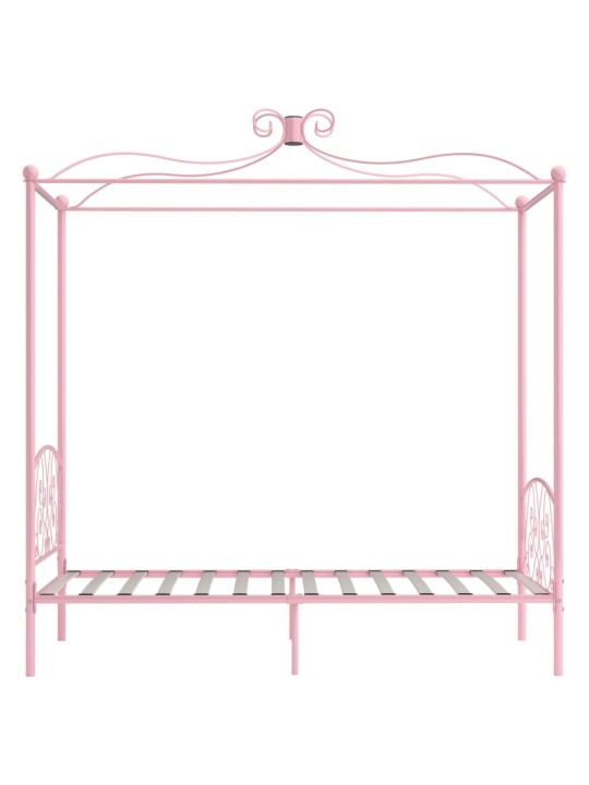 Rám postele s nebesy růžový kovový 90 x 200 cm